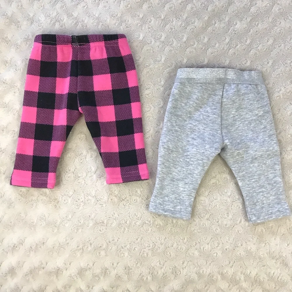 Carter’s Baby Girl Pants Bundle Size 3 Months Pink Black Buffalo Plaid